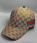 (DUPE) Gucci GG Monogram Web Stripe Cap - Beige