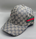(DUPE) Gucci GG Monogram Web Stripe Cap - White