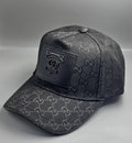 (DUPE) Gucci GG Monogram Leather Patch Cap - Black/Grey