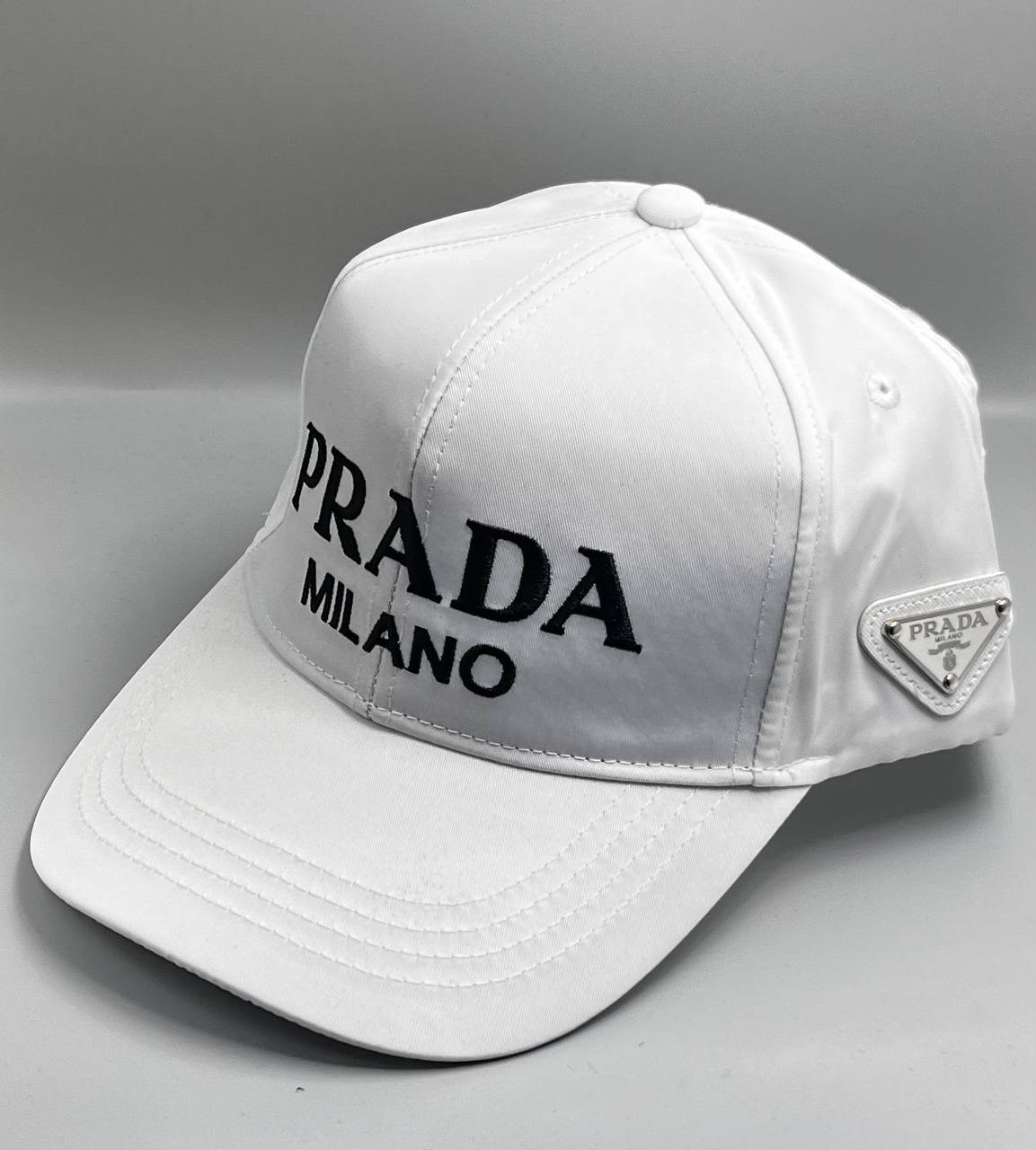(DUPE) Prada Milano Logo Baseball Cap - White