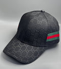 (DUPE) Gucci GG Monogram Web Stripe Cap - Black